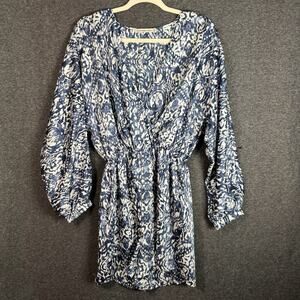 ABERCROMBIE & FITCH Women’s Blue And White Printed Romper V-Neck Size Short/Tall